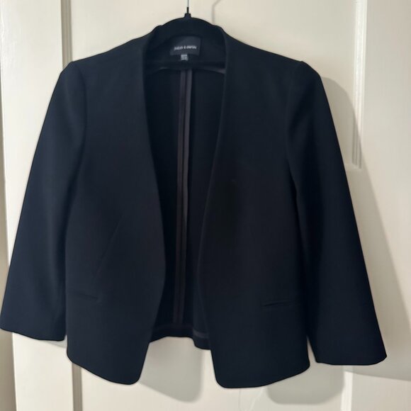 Judith & Charles cropped, collarless black blazer - size 2 - Picture 1 of 6